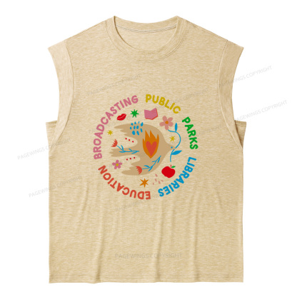 Pagewings Public Parks Libraries Education Broadcasting 12611 Bookish Women's Heather Tank Top