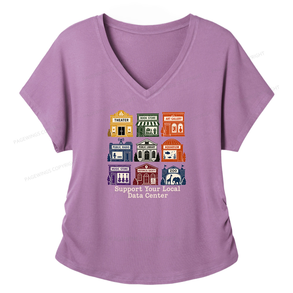 Pagewings Support Your Local Data Center Soft Women's Modal V-neck T-shirt  