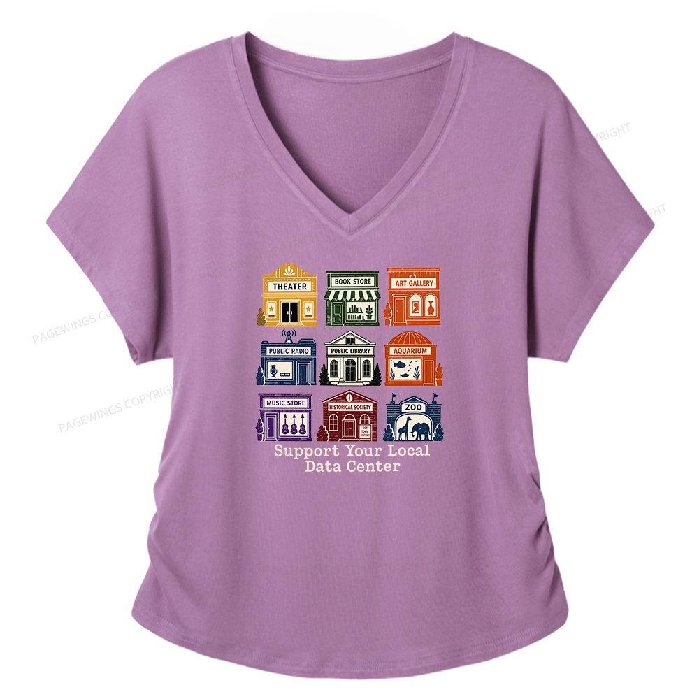 Pagewings Support Your Local Data Center Soft Women's Modal V-neck T-shirt