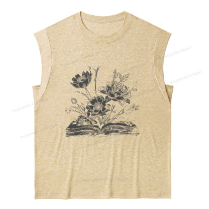 Pagewings Book and Flowers 16324 Bookish Women's Heather Tank Top