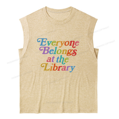 Pagewings Everyone belongs at the library 11357 Bookish Women's Heather Tank Top