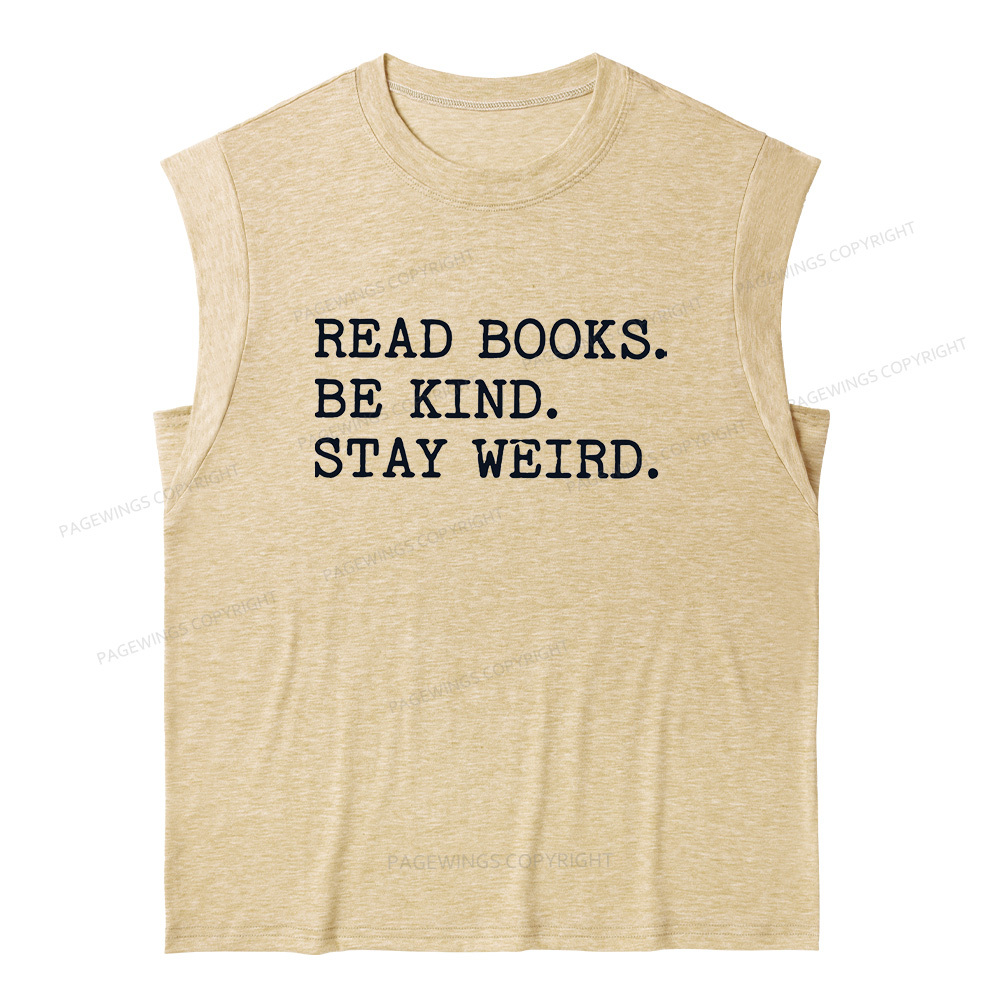 Pagewings Read Books Be Kind Stay Weird 16409 Bookish Women's Heather Tank Top