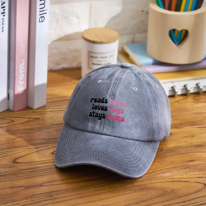Pagewing Read Books & Love Dogs & Stay Home Washed Cap