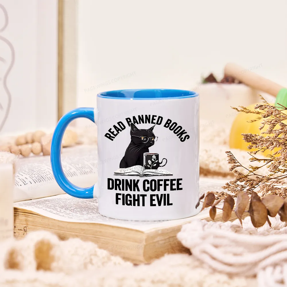 Pagewings Read Books Drink Coffee Fight Evil Mug