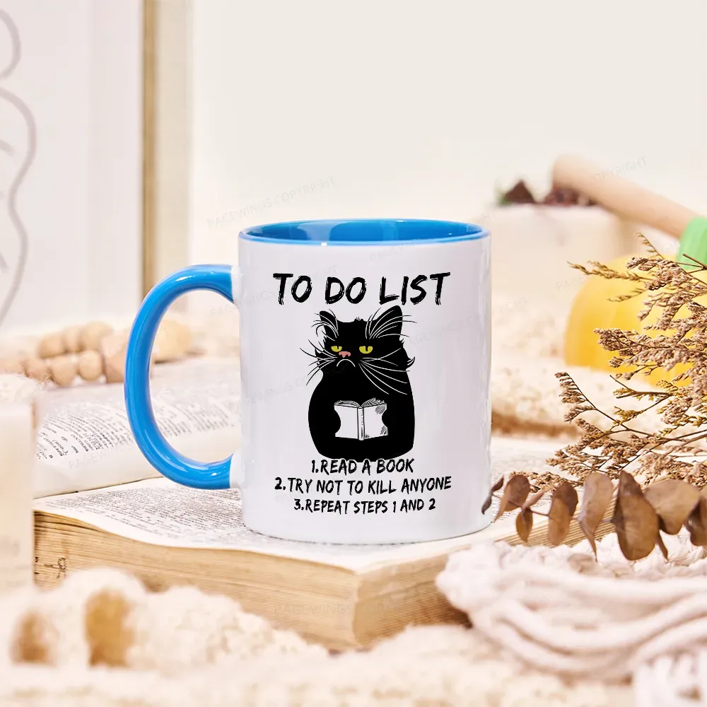Pagewings Black Cat To Do List Mug