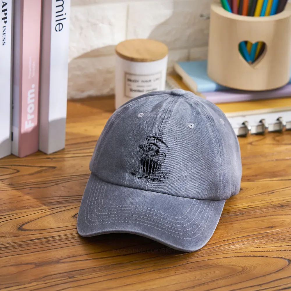 Pagewings Trash Reader Raccoon - Book Quote Washed Cap