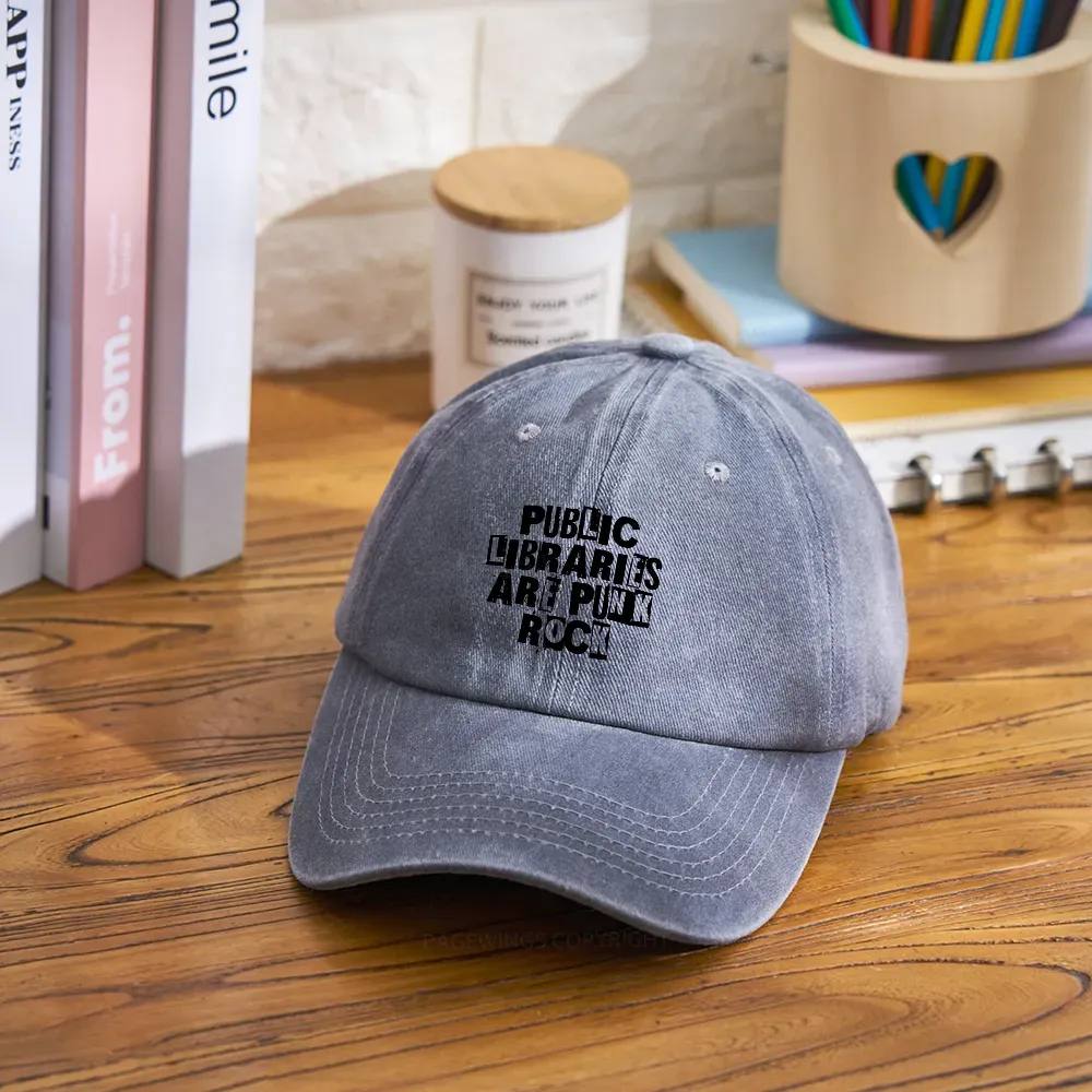 Pagewings Public Libraries Are Punk Rock Washed Cap