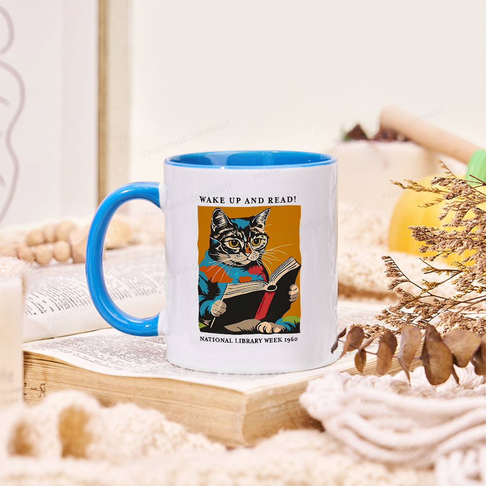 Pagewings Cat Reading Poster Mug