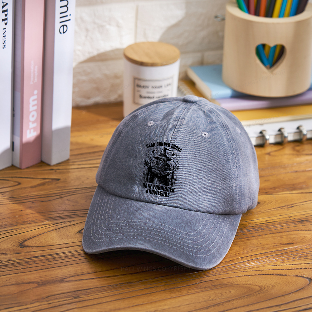 Pagewings Read Banned Books Gain Forbidden Knowledge Washed Cap