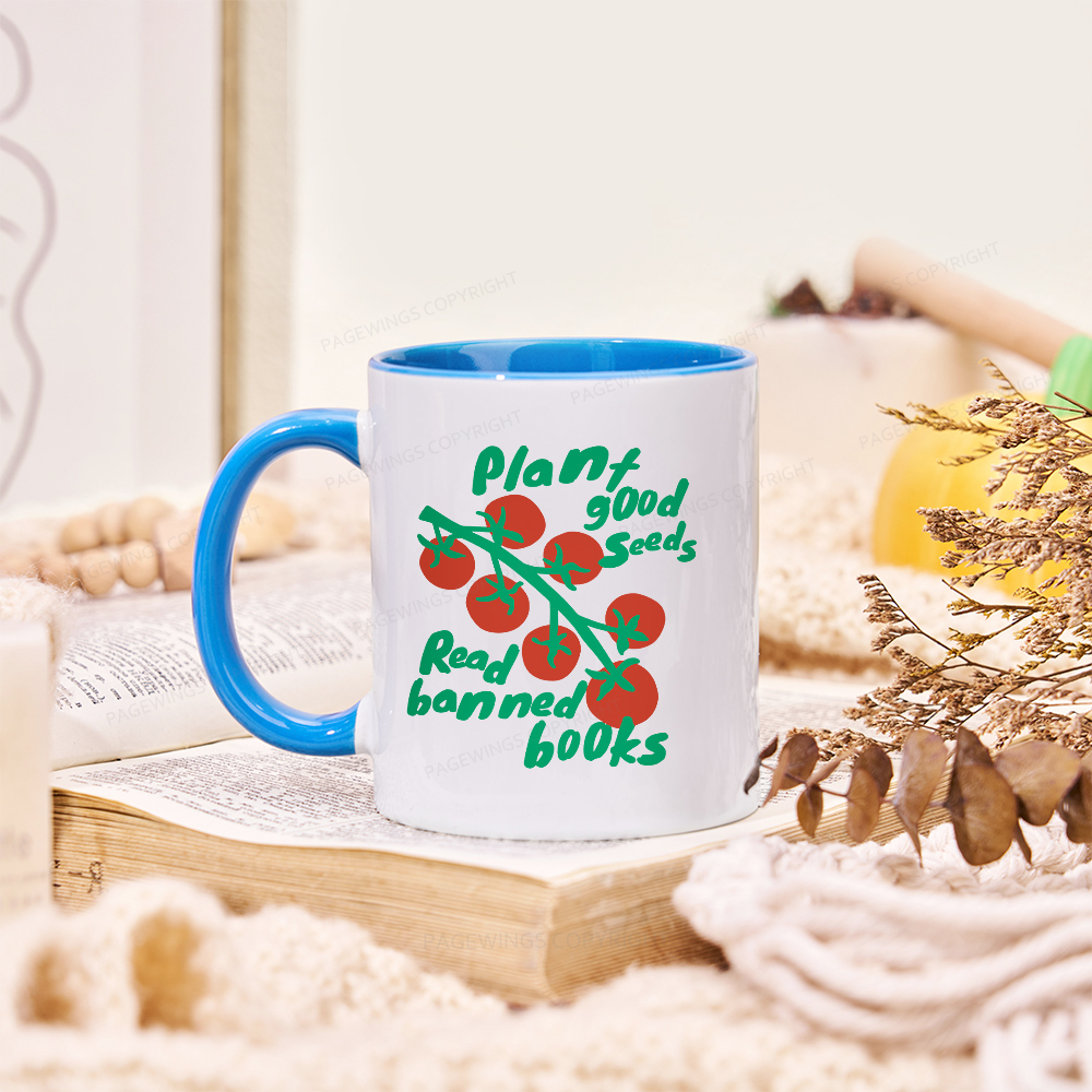 Pagewings Plant Good Seeds Read Banned Books Mug