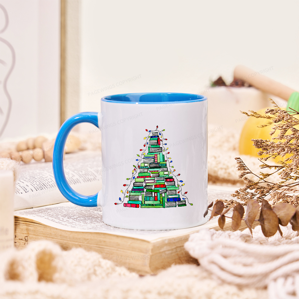 Pagewings Christmas Book Tree Mug