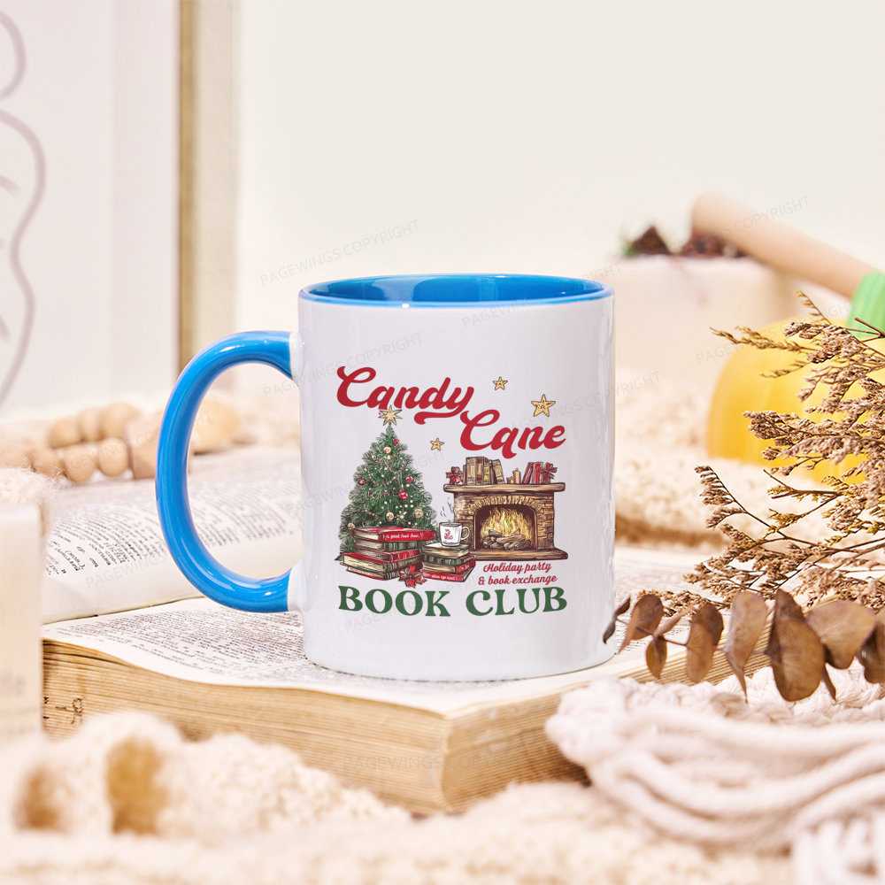 Pagewings Candy Cane Christmas Book Club Mug