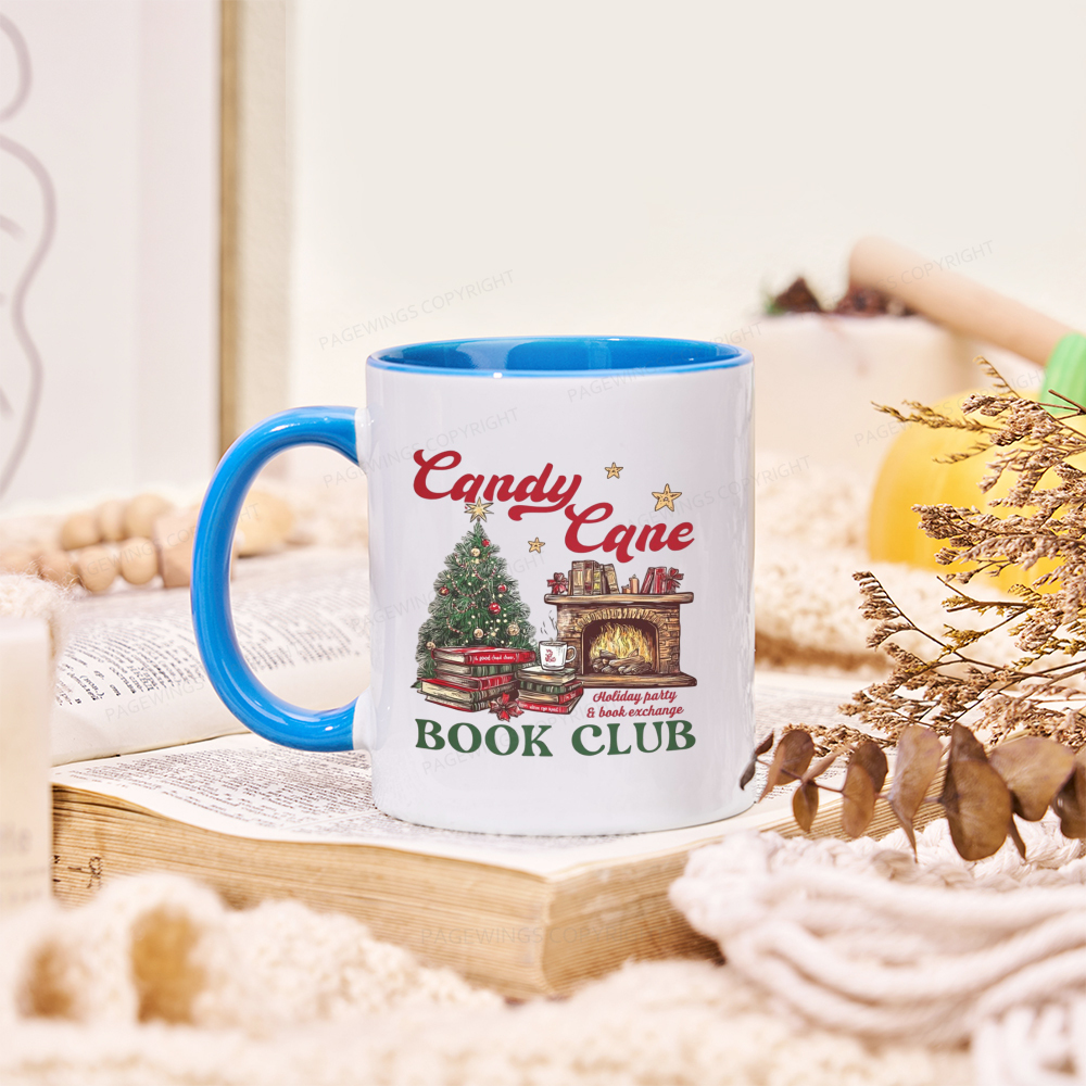 Pagewings Candy Cane Christmas Book Club Mug