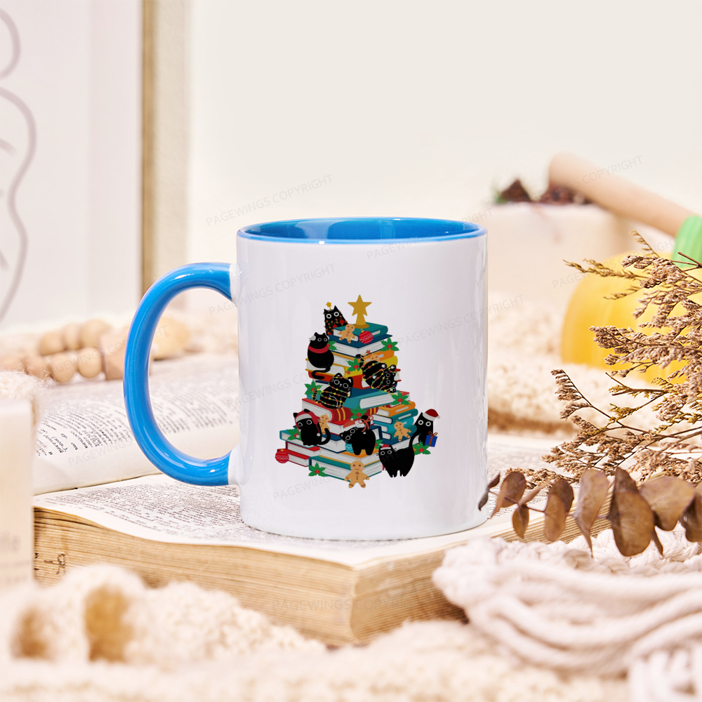Pagewings Cute Cats Books Christmas Tree Mug