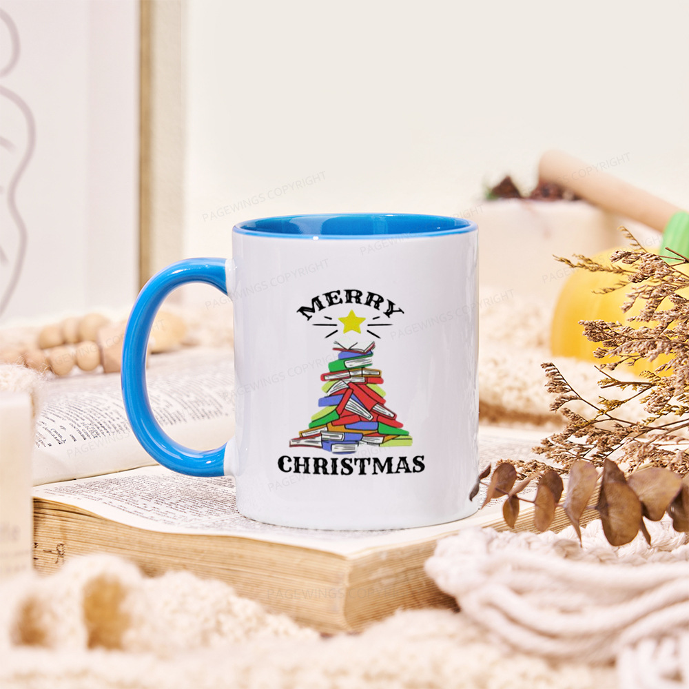 Pagewings Merry Christmas Book Tree Mug