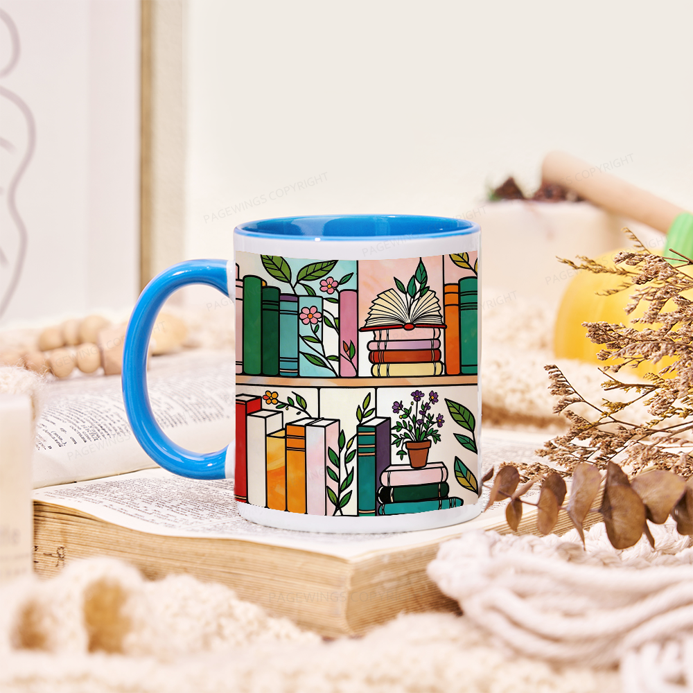 Pagewings Floral Bookshelf Mug