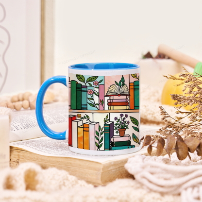 Pagewings Floral Bookshelf Mug