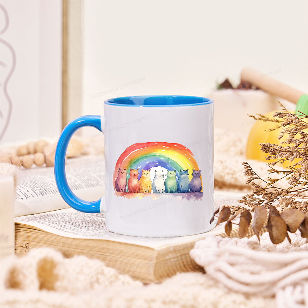 Pagewings Pride Rainbow Cat Mug