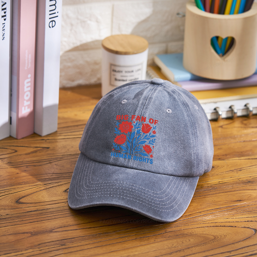 Pagewings Big Fan Of Human Rights  Washed Cap