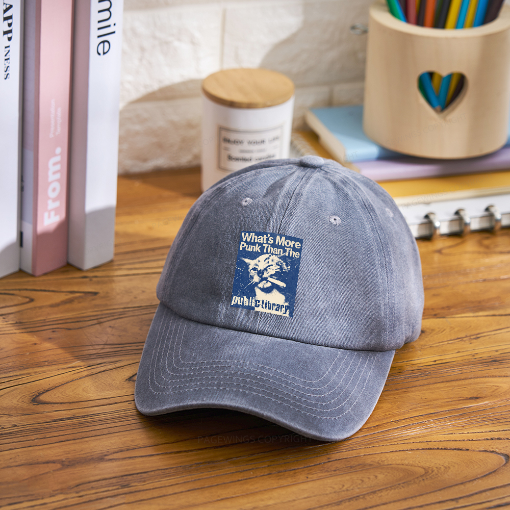 Pagewings What's More Punk Than The Public Library Washed Cap