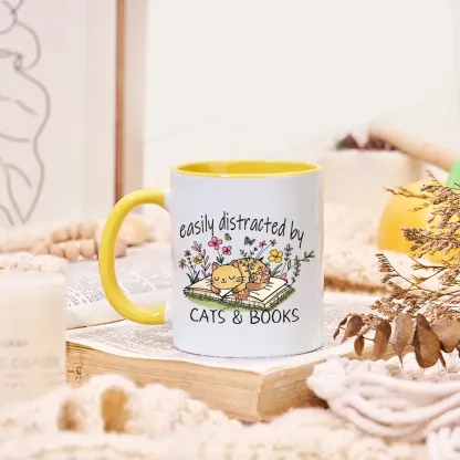 Pagewings Easily Distracted By Cats And Books Mug