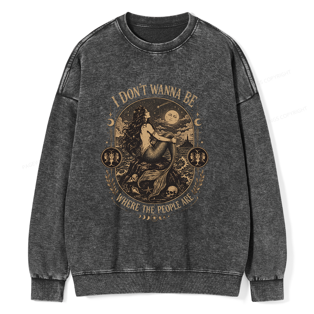 Pagewings I Don't Wanna Be Where The People Are16377 Read Unisex Washed Sweatshirt