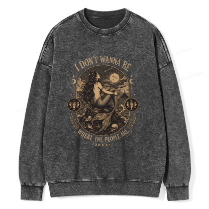 Pagewings I Don't Wanna Be Where The People Are16377 Read Unisex Washed Sweatshirt