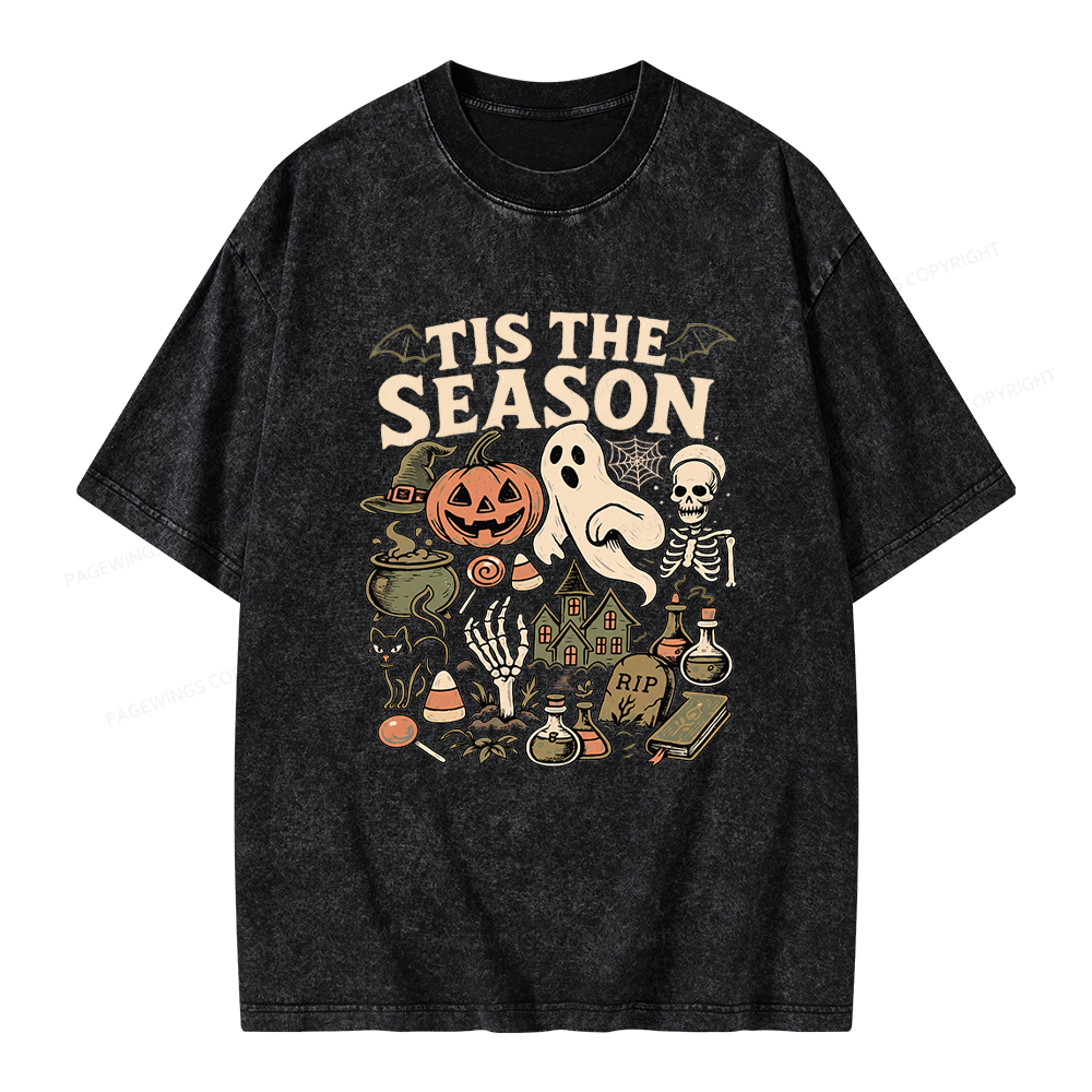 Pagewings Vintage Halloween Unisex Washed T-shirt