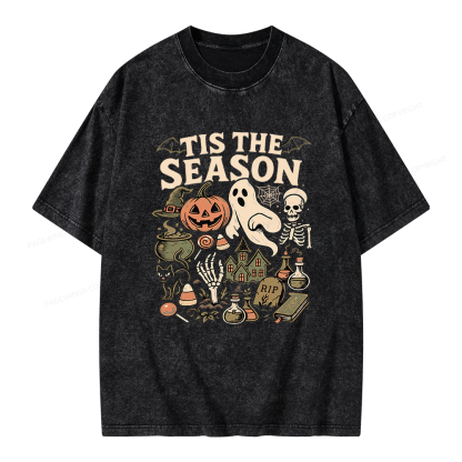 Pagewings Vintage Halloween Unisex Washed T-shirt