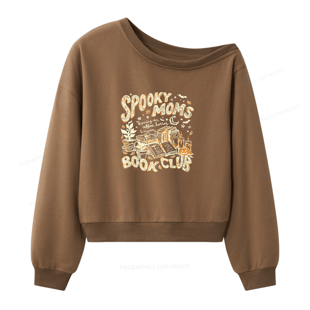 Pagewings Spooky Moms Book Club 16408 Bookish Women Off Shoulder Sweatshirt