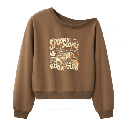 Pagewings Spooky Moms Book Club 16408 Bookish Women Off Shoulder Sweatshirt