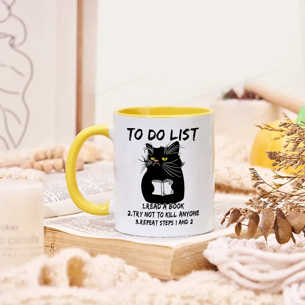 Pagewings Black Cat To Do List Mug