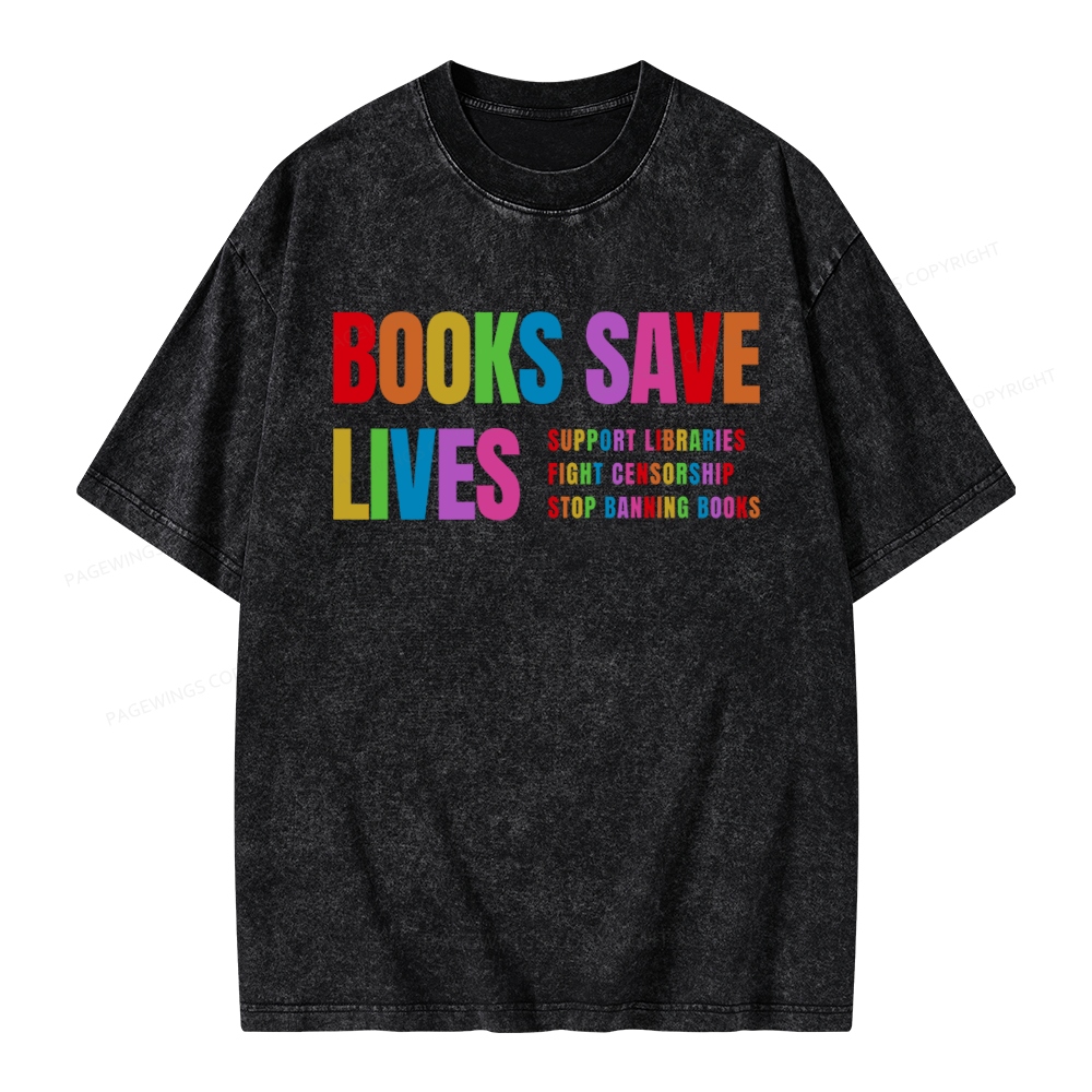 Pagewings Books Save Lives Unisex Washed T-shirt