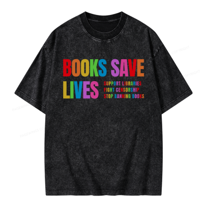 Pagewings Books Save Lives Unisex Washed T-shirt