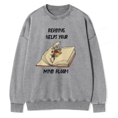 Pagewings Personalised Reading Helps Your Mind Bloom Unisex Washed Sweatshirt