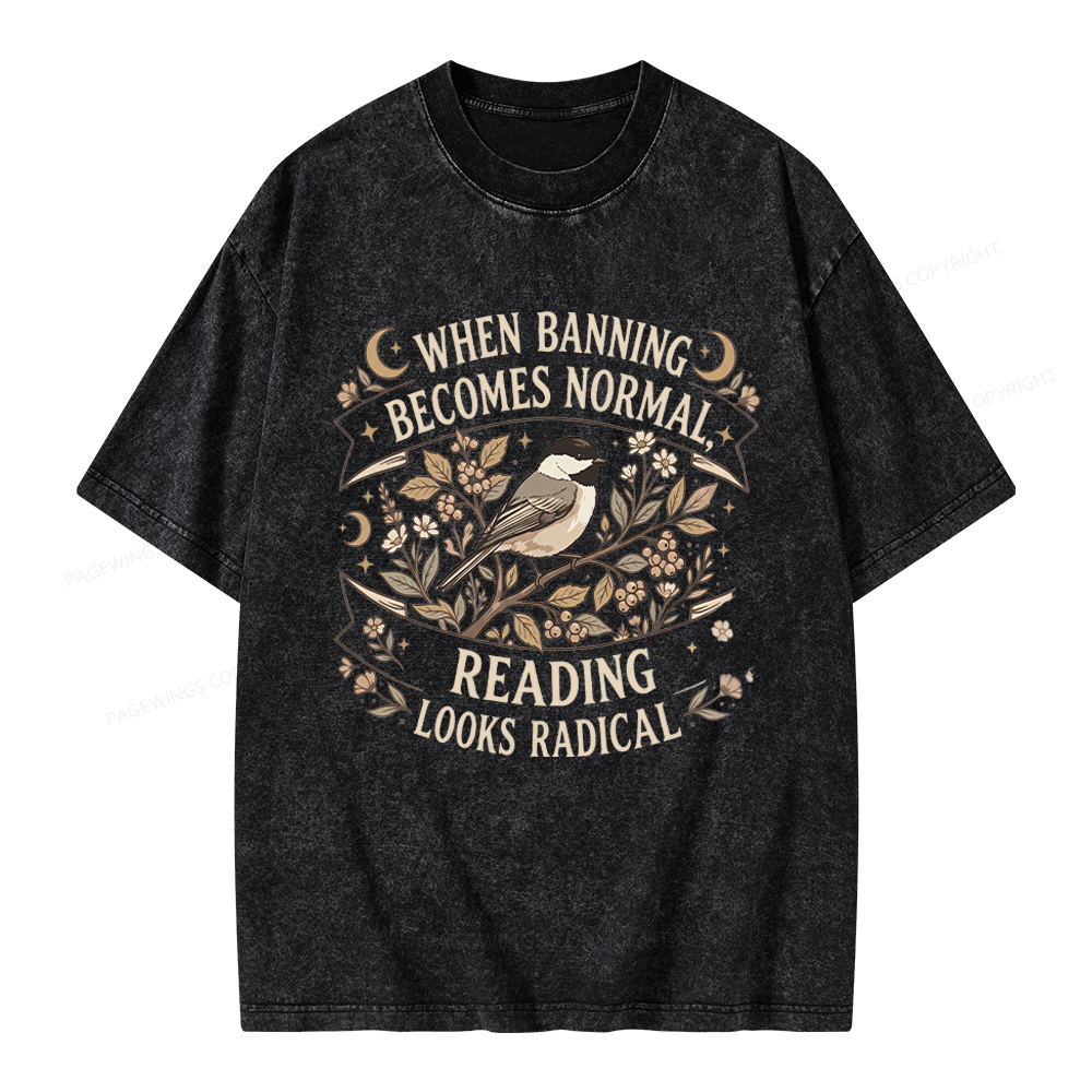 Pagewings Reading Looks Radical Unisex Washed T-shirt