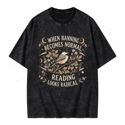 Pagewings Reading Looks Radical Unisex Washed T-shirt