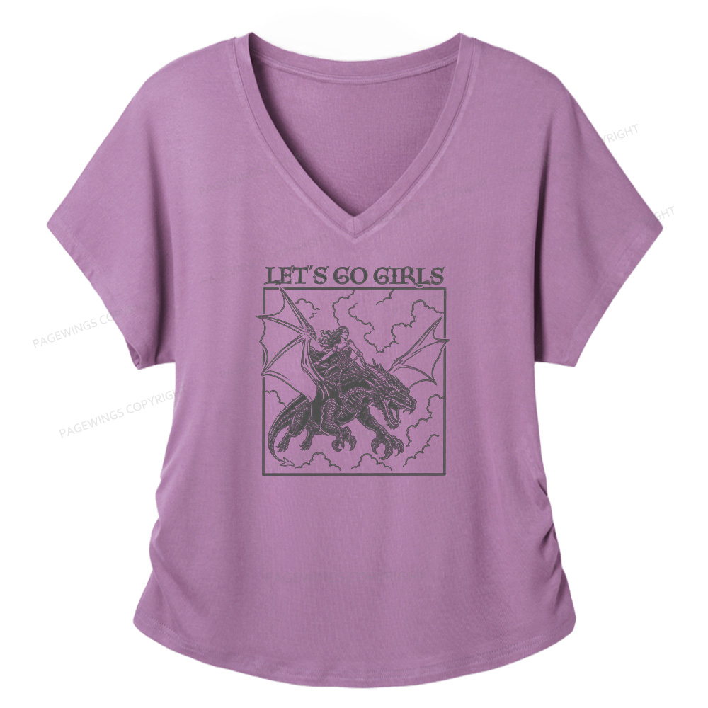 Pagewing Let's Go Girls16145 Soft Women's Modal V-neck T-shirt