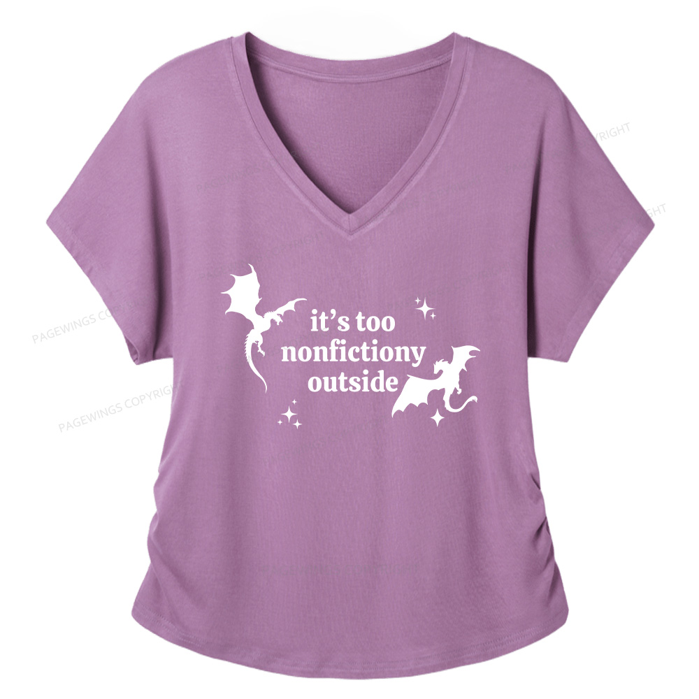Pagewings It’s Too Nonfictiony Outside13383 Soft Women's Modal V-neck T-shirt