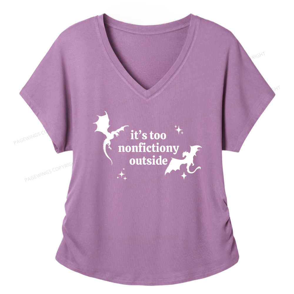 Pagewings It’s Too Nonfictiony Outside13383 Soft Women's Modal V-neck T-shirt