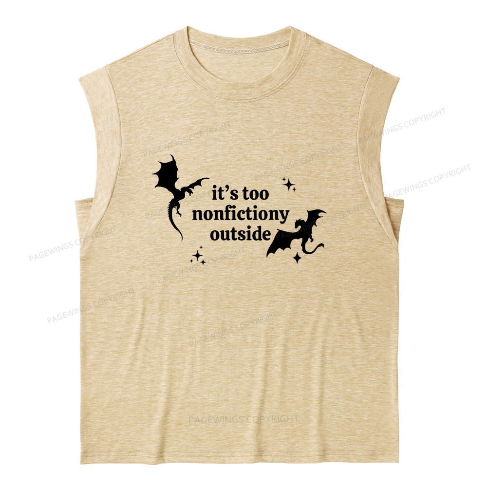 Pagewings It’s Too Nonfictiony Outside13383 Bookish Women's Heather Tank Top