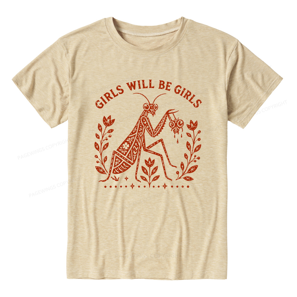 Pagewing Girls Will Be Girls16300 Bookish Unisex Heather T-Shirt