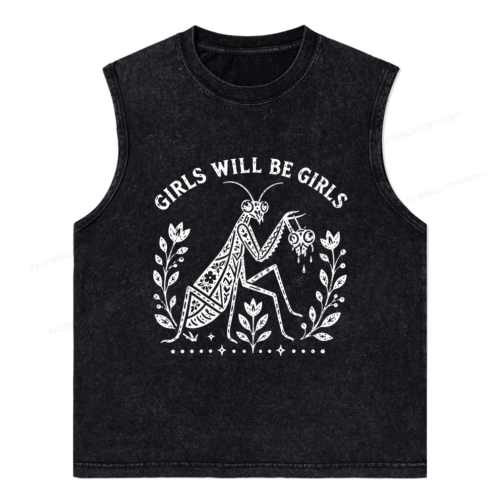 Pagewing Girls Will Be Girls16300 Bookish Unisex Washed Tank Top