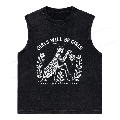 Pagewing Girls Will Be Girls16300 Bookish Unisex Washed Tank Top
