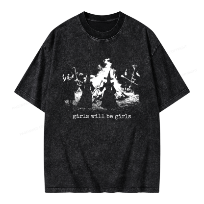 Pagewings Girls Will Be Girls Unisex Washed T-shirt