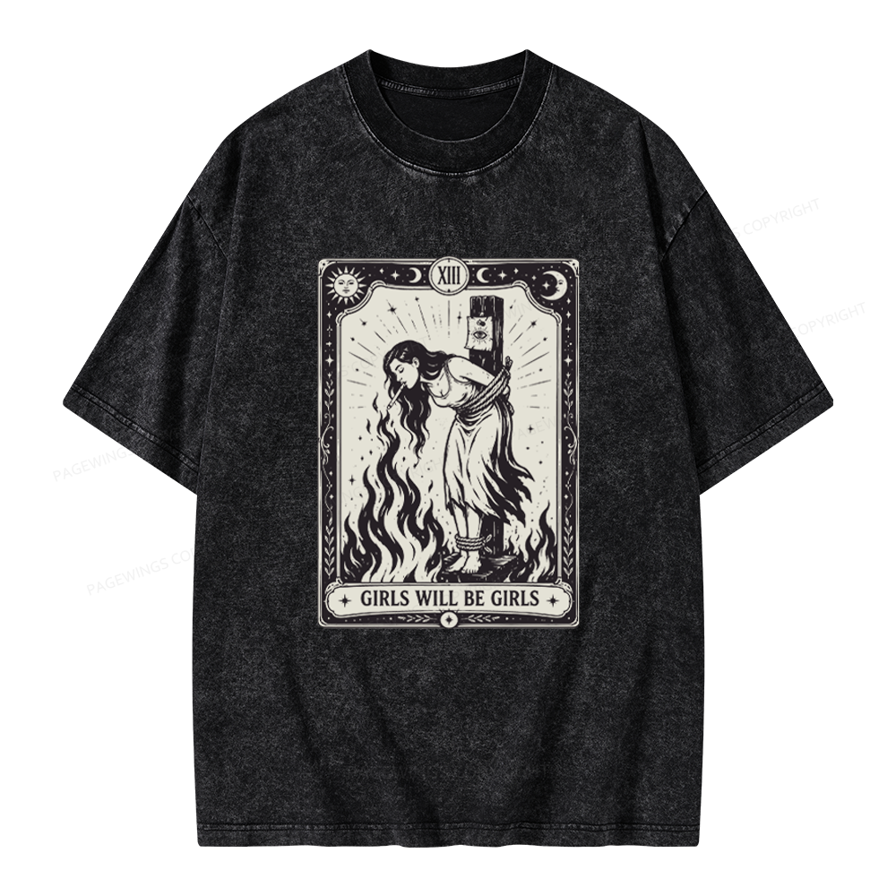 Pagewings Girls Will Be Girls Unisex Washed T-shirt