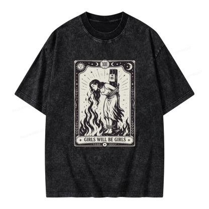 Pagewings Girls Will Be Girls Unisex Washed T-shirt