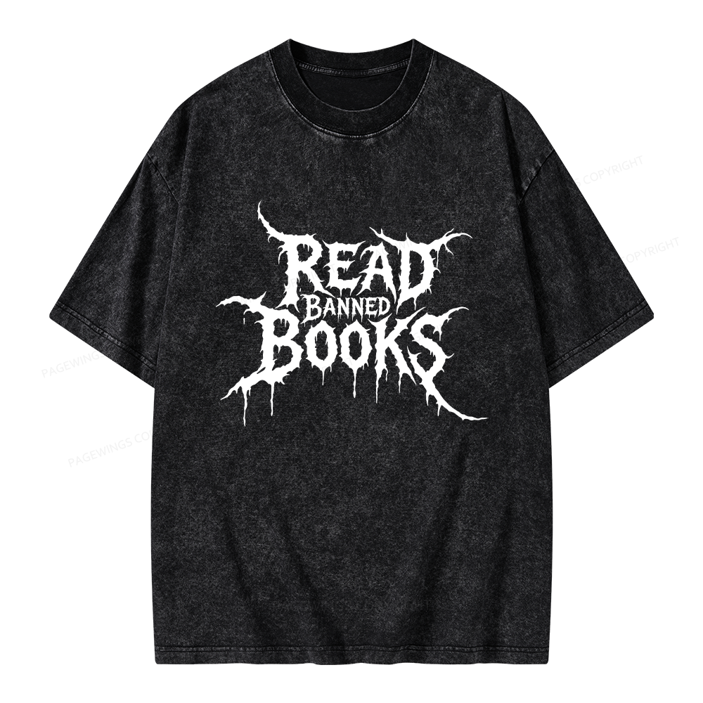 Pagewings Read Banned Books Unisex Washed T-shirt