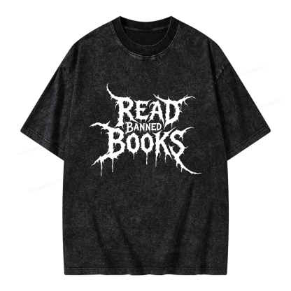 Pagewings Read Banned Books Unisex Washed T-shirt