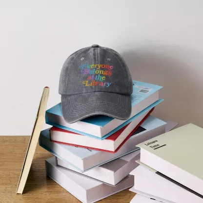 Pagewings Everyone belongs at the library Washed Cap